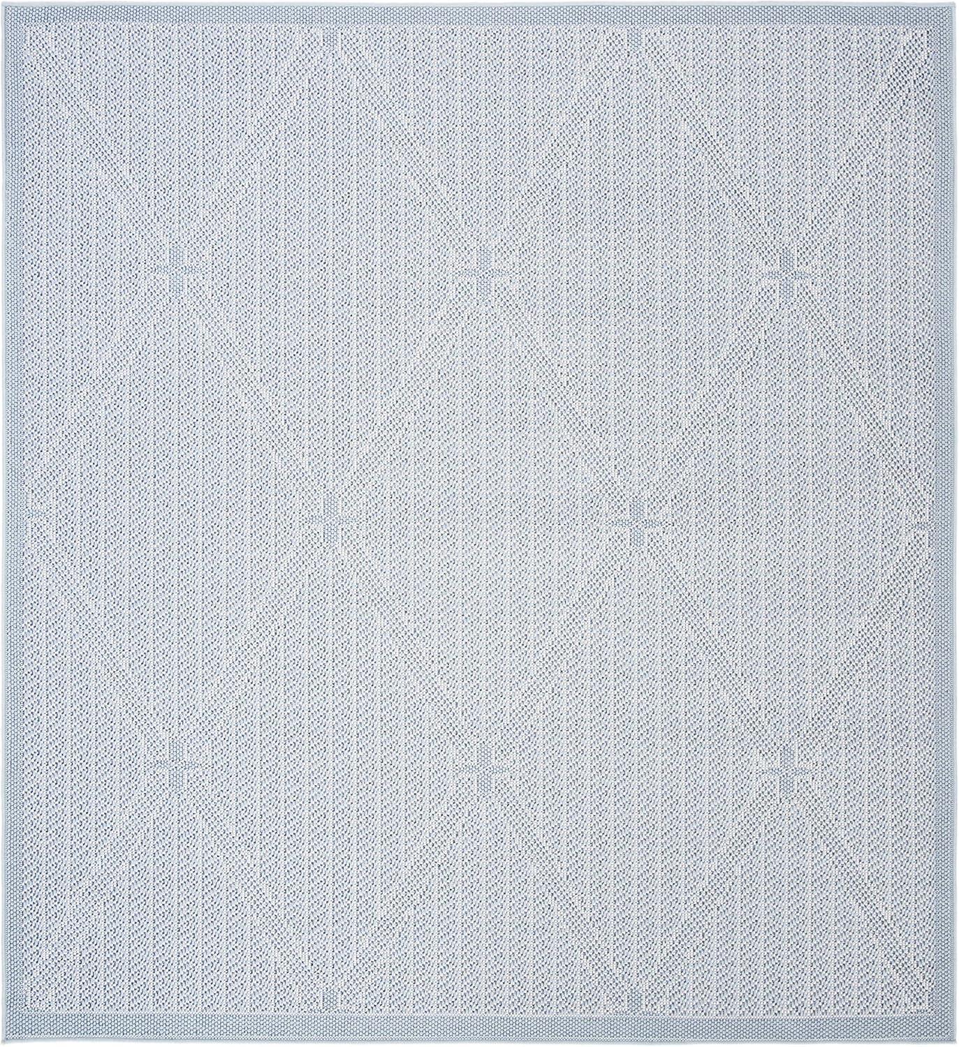 SAFAVIEH Bermuda Julijana Geometric Diamonds Indoor/Outdoor Area Rug Light Blue/Ivory, 6'7" x 6'7" Square