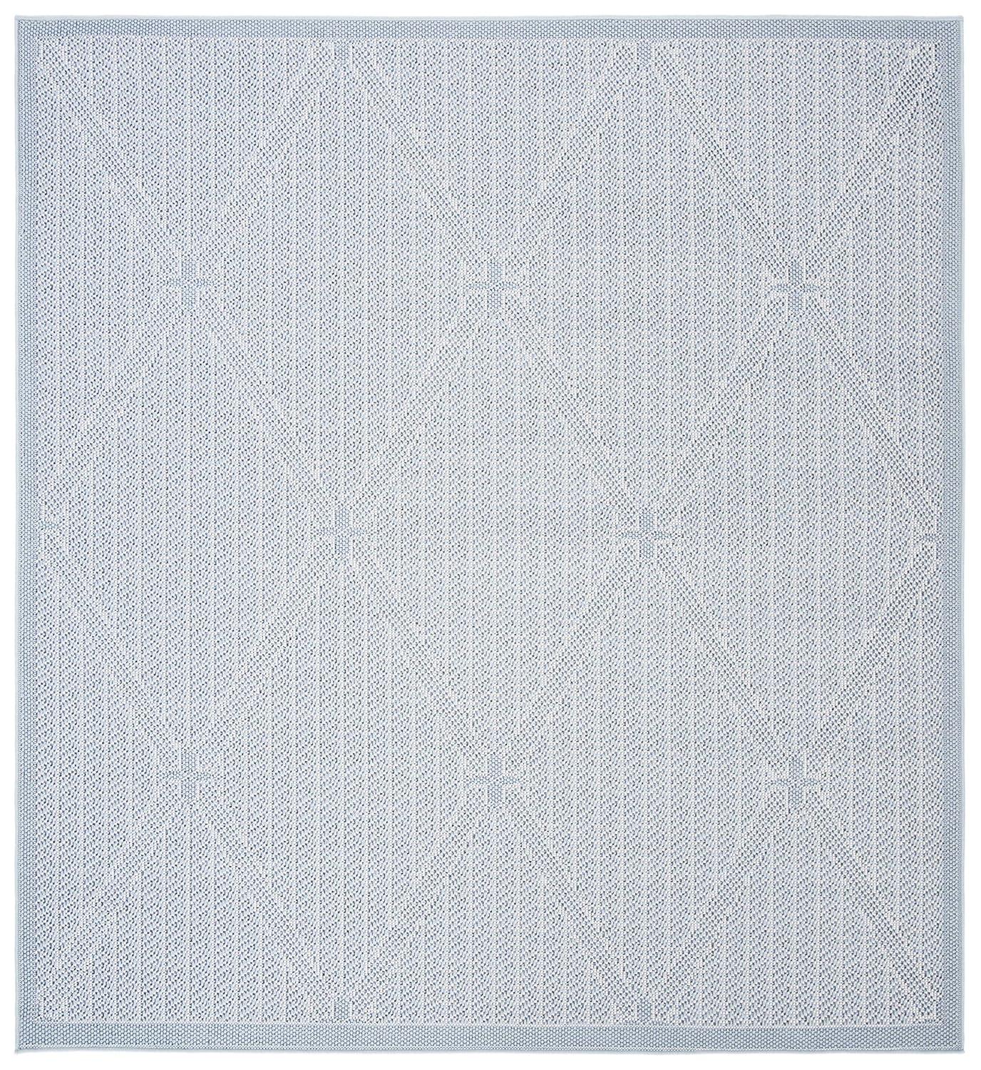 Bermuda BMU811 Machine Washable UV & Stain Resistant Non-Shedding Power Loomed Indoor/Outdoor Area Rug - Light Blue/Ivory - 6'7"x6'7" - Safavieh