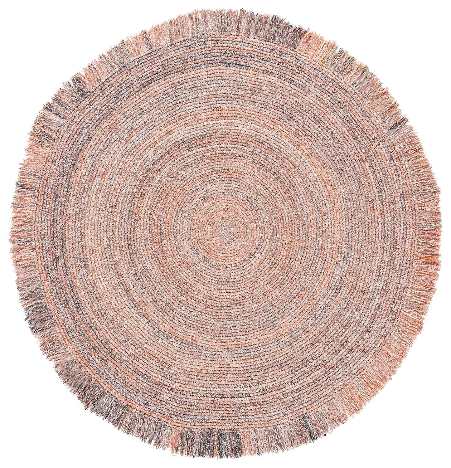 Braided BRD275 Hand Braided Area Rug - Orange/Grey - 4' round - Safavieh.