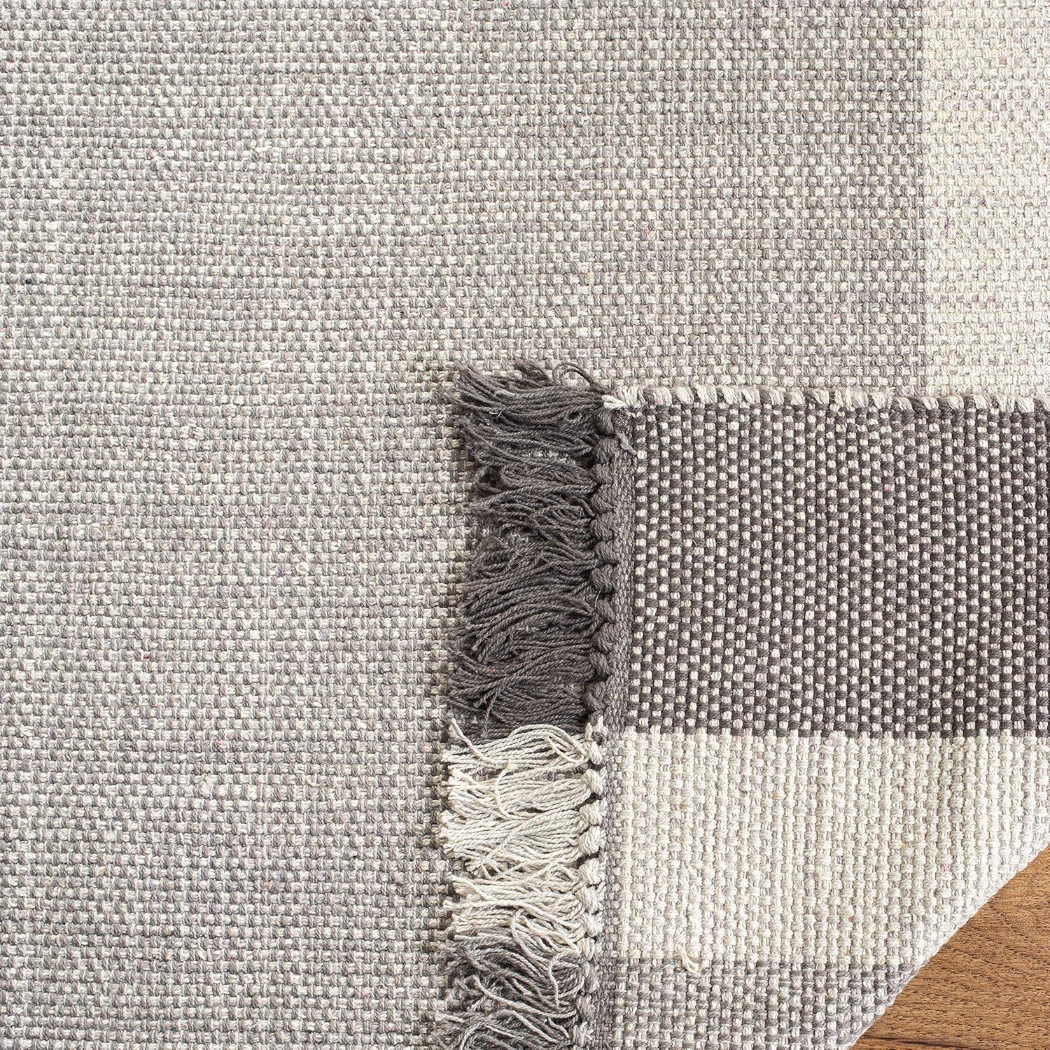 Coastal Charm Hand-Woven Cotton Gray Stripe Runner Rug - 2'3" x 6'