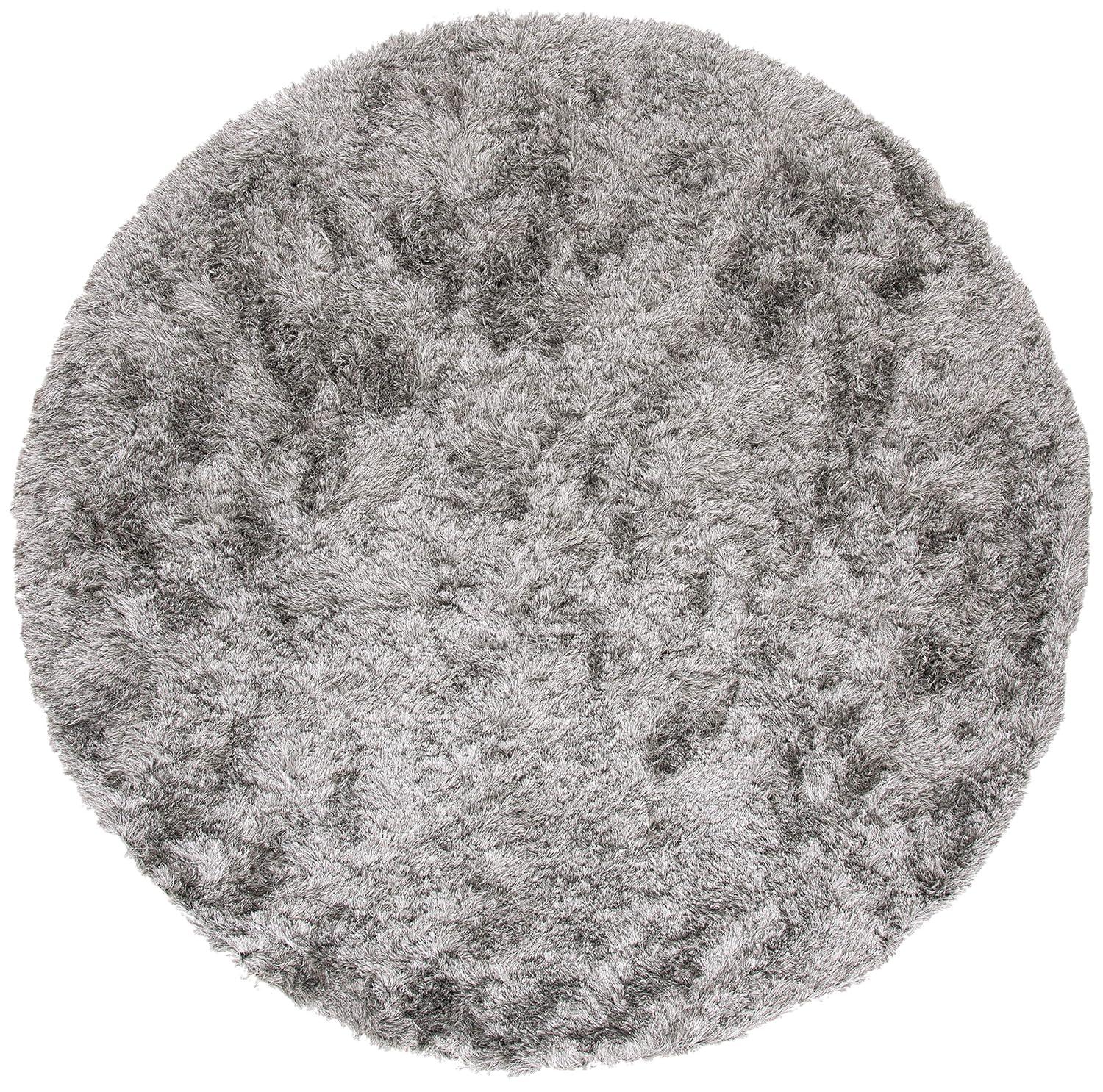 Shag SG511 Hand Tufted Area Rug - Silver - 5' round - Safavieh.