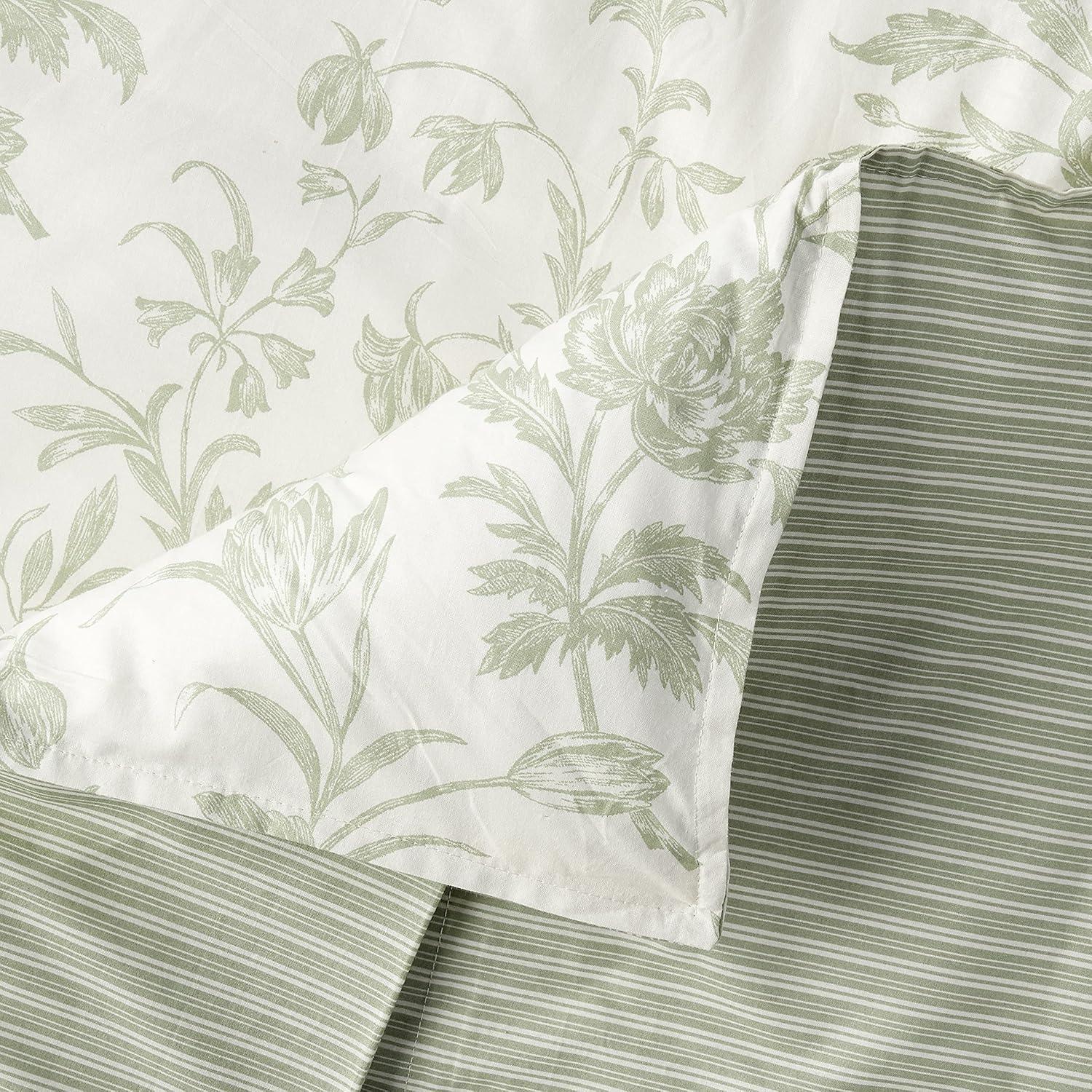 Laura Ashley Natalie Green Cotton Duvet Cover Set