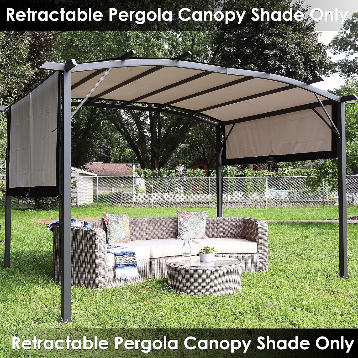 Sunnydaze 9 x 12 Polyester Retractable Pergola Canopy Shade