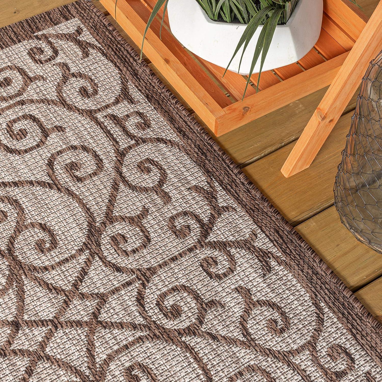 Madrid Vintage Filigree Textured Weave Indoor/Outdoor Area Rug - JONATHAN Y