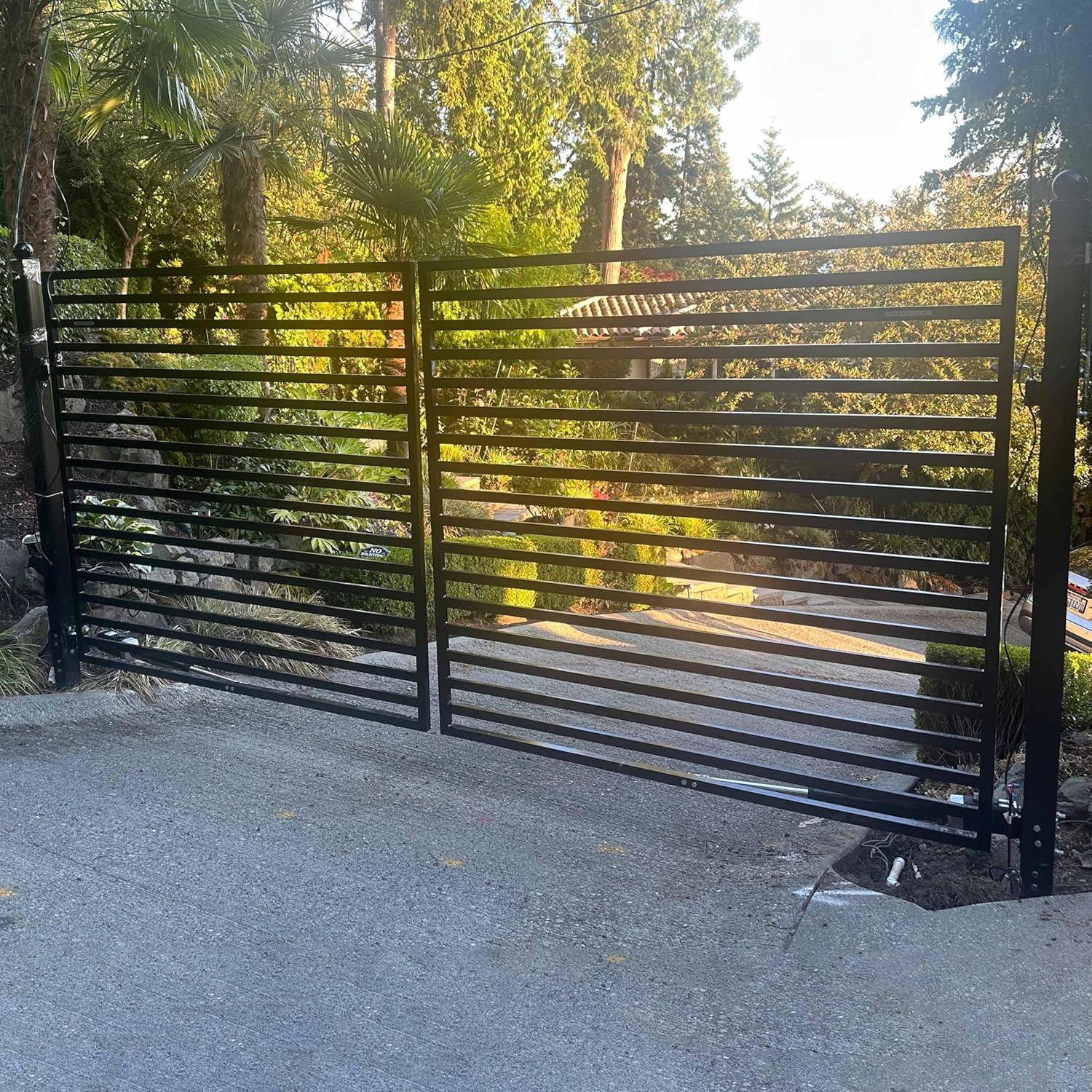 ALEKO Milan Style Dual Swing Galvanized Steel Driveway Gate 14 feet Black