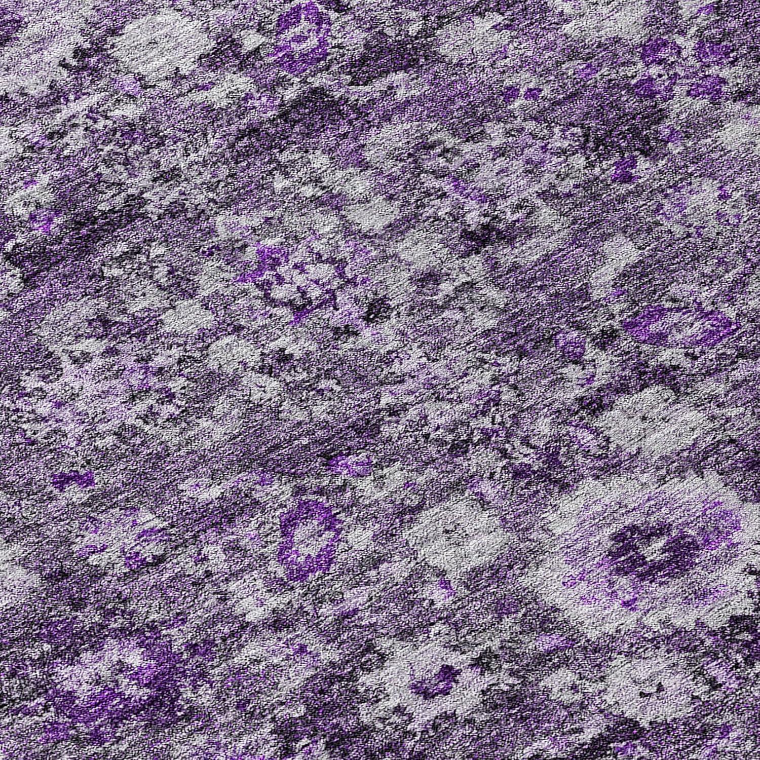 Purple Rectangular Machine Washable Synthetic Area Rug