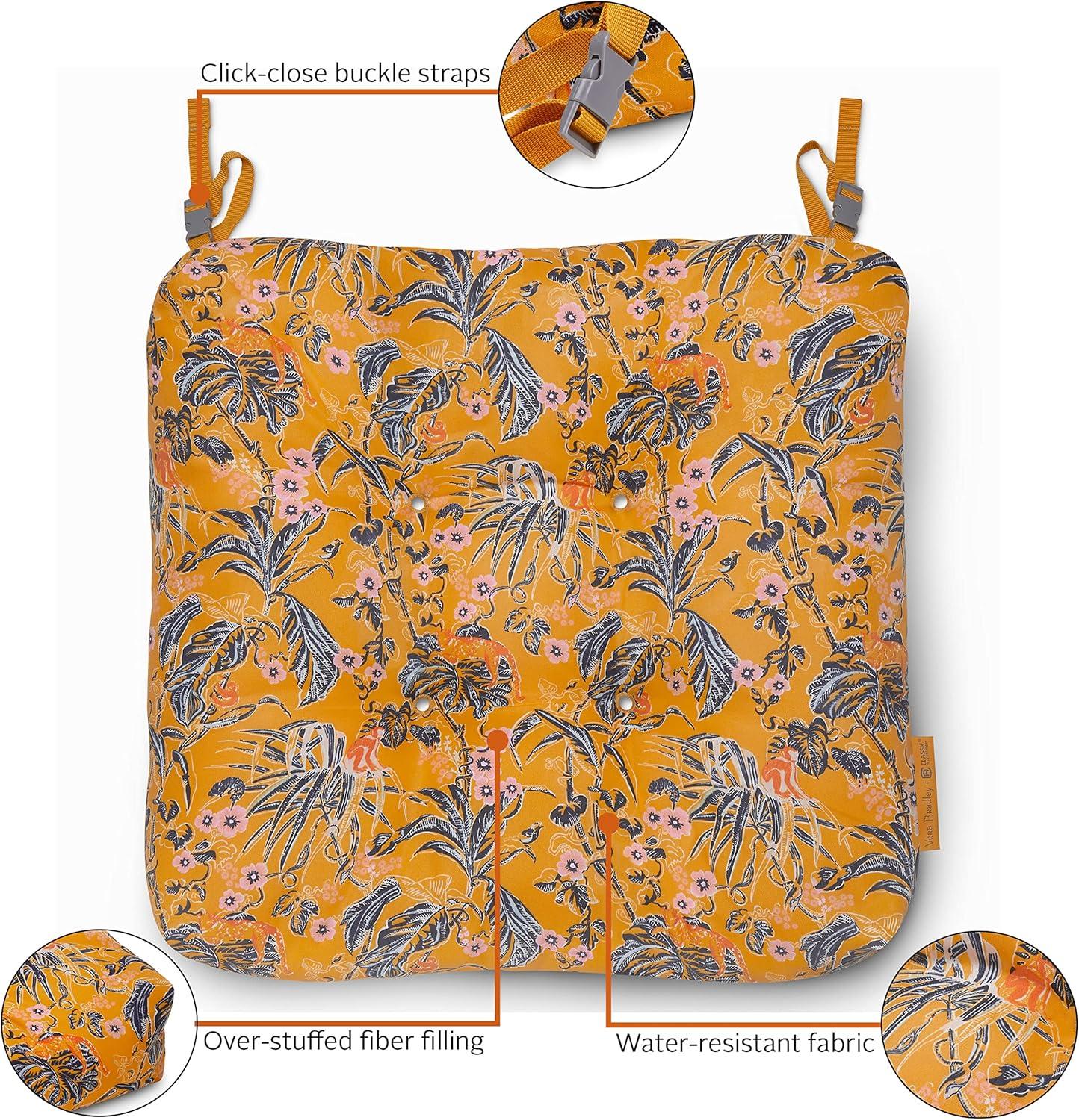 Rain Forest Toile Gold Water-Resistant 19" Patio Chair Cushions, 2 Pack