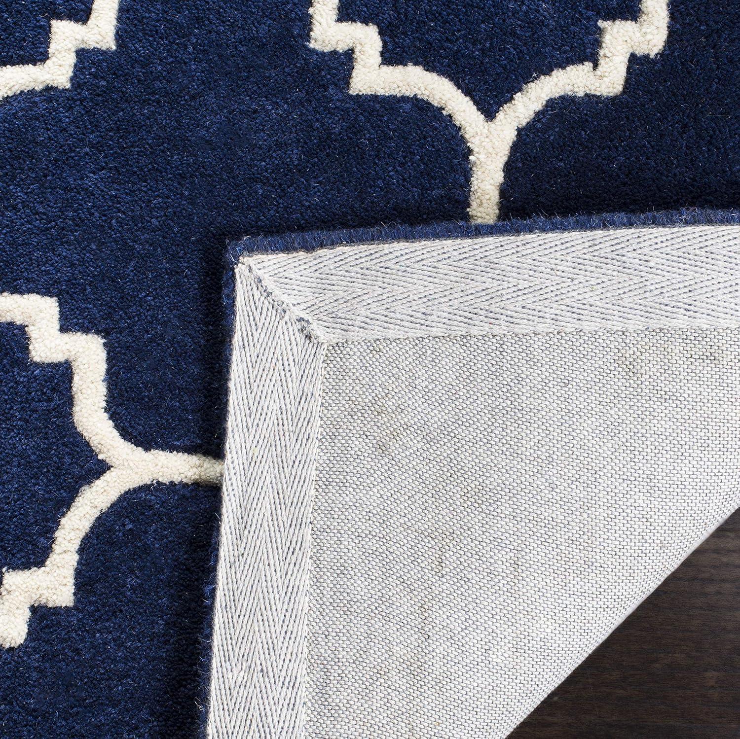 Handmade Blue Ivory Wool Tufted 4' x 6' Rug