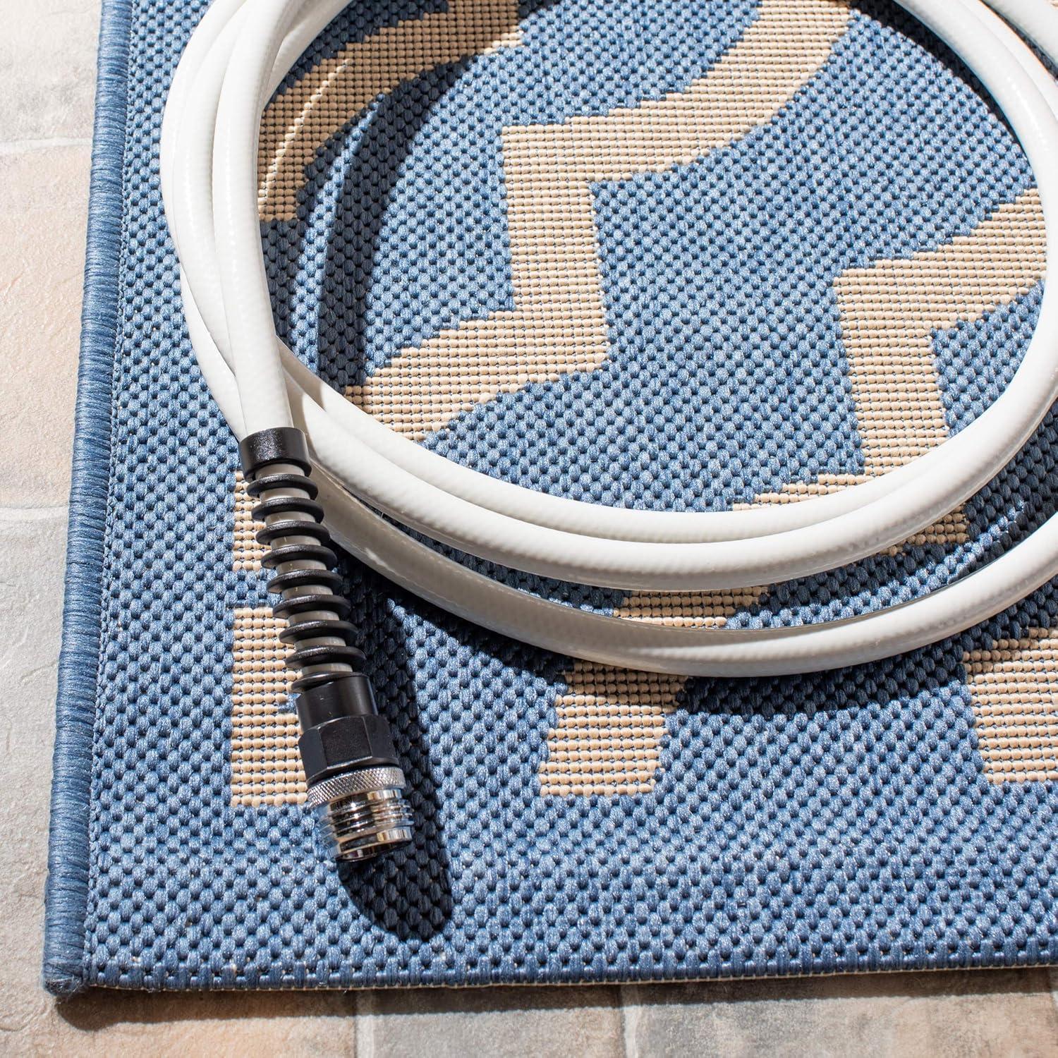 Courtyard CY6926 Power Loomed Indoor and Outdoor Area Rug - Blue/Beige - 9'x12' - Safavieh