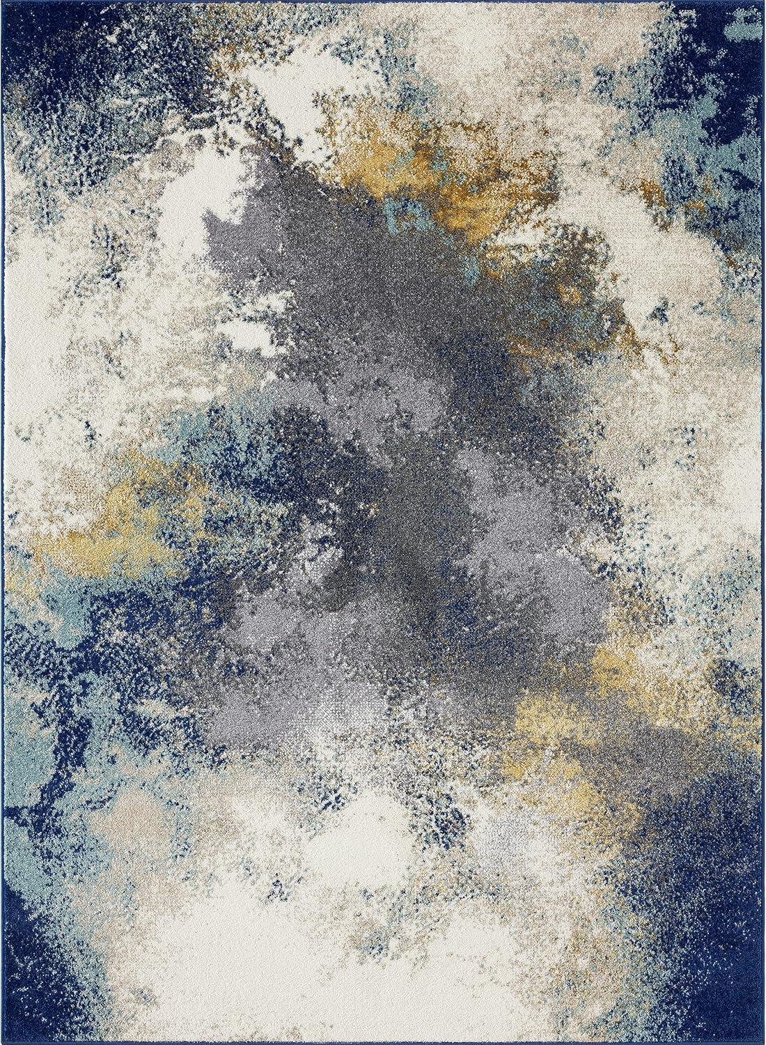 Luxe Weavers Beverly Collection Modern Abstract Blue Area Rug.