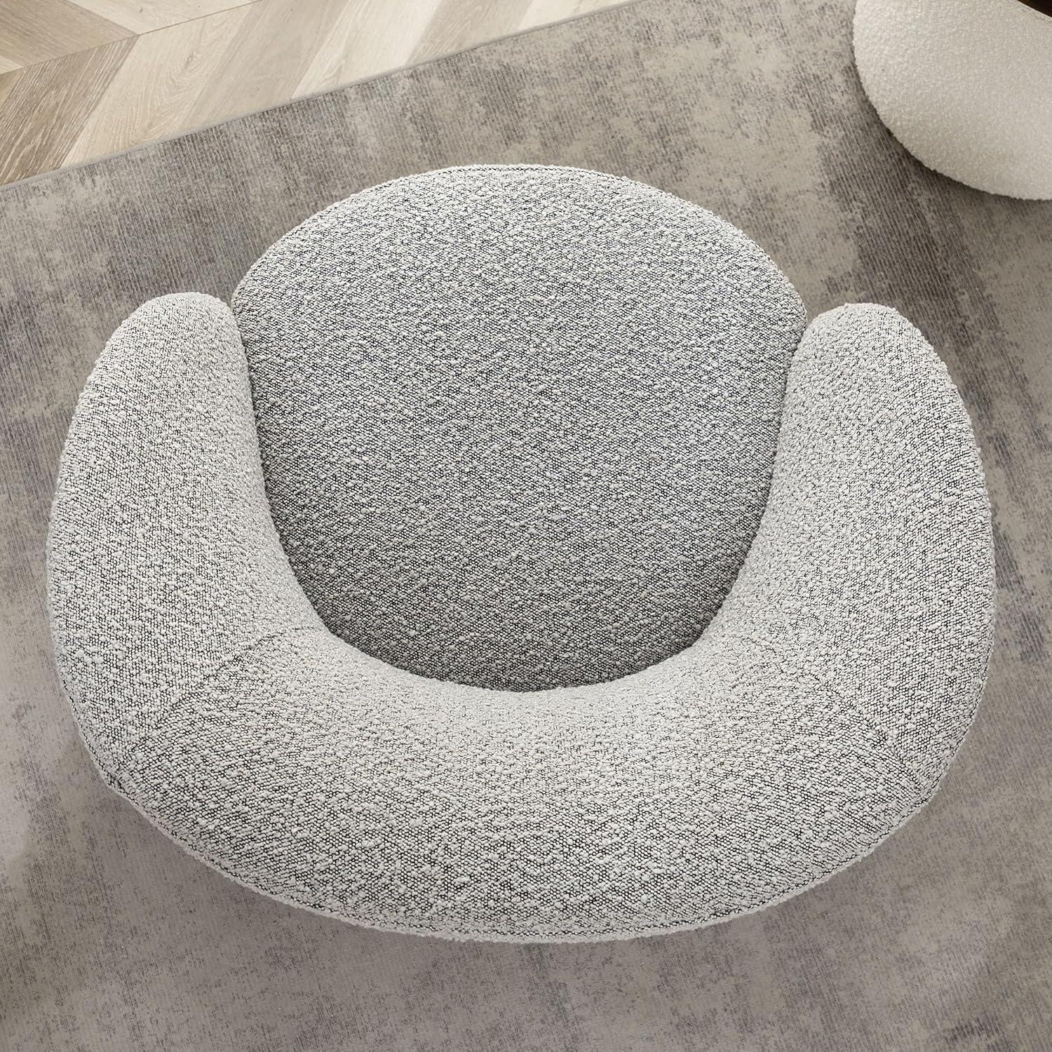 Charleah 34" Wide Boucle Upholstered Swivel Barrel Chair