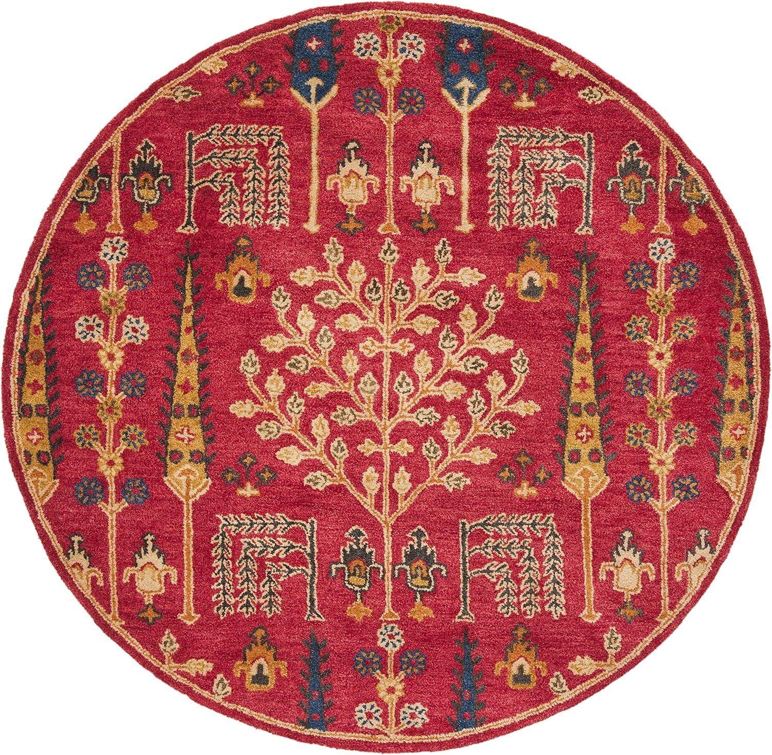 SAFAVIEH Heritage Kynaston Floral Wool Area Rug, Red/Multi, 9' x 12'