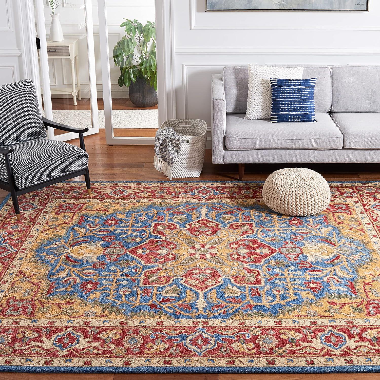 Antiquity AT521 Hand Tufted Area Rug - Red/Blue - 8'x10' - Safavieh.