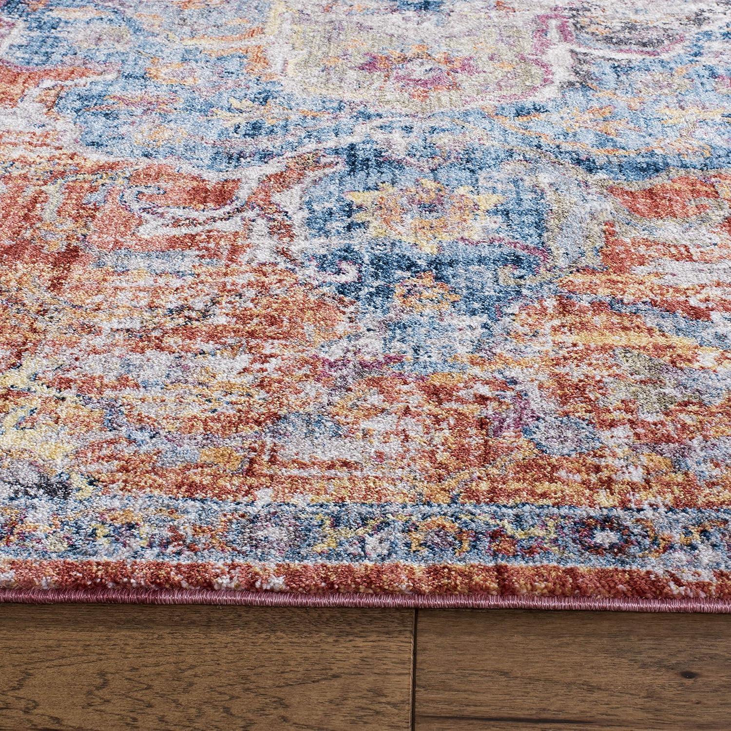 Bristol BTL350 Power Loomed Area Rug Blue / Orange 6' X 9' - Safavieh.