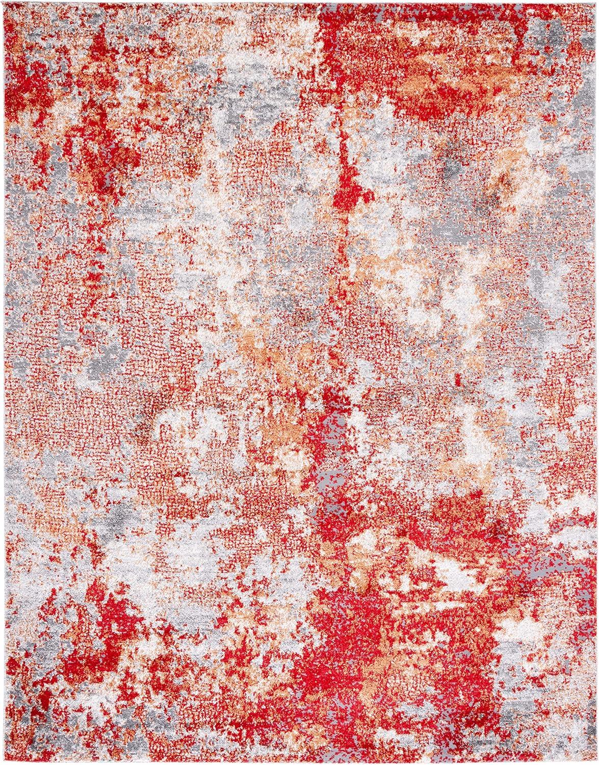 Aston ASN710 Power Loomed Area Rug - Red/Grey - 8'x10' - Safavieh.
