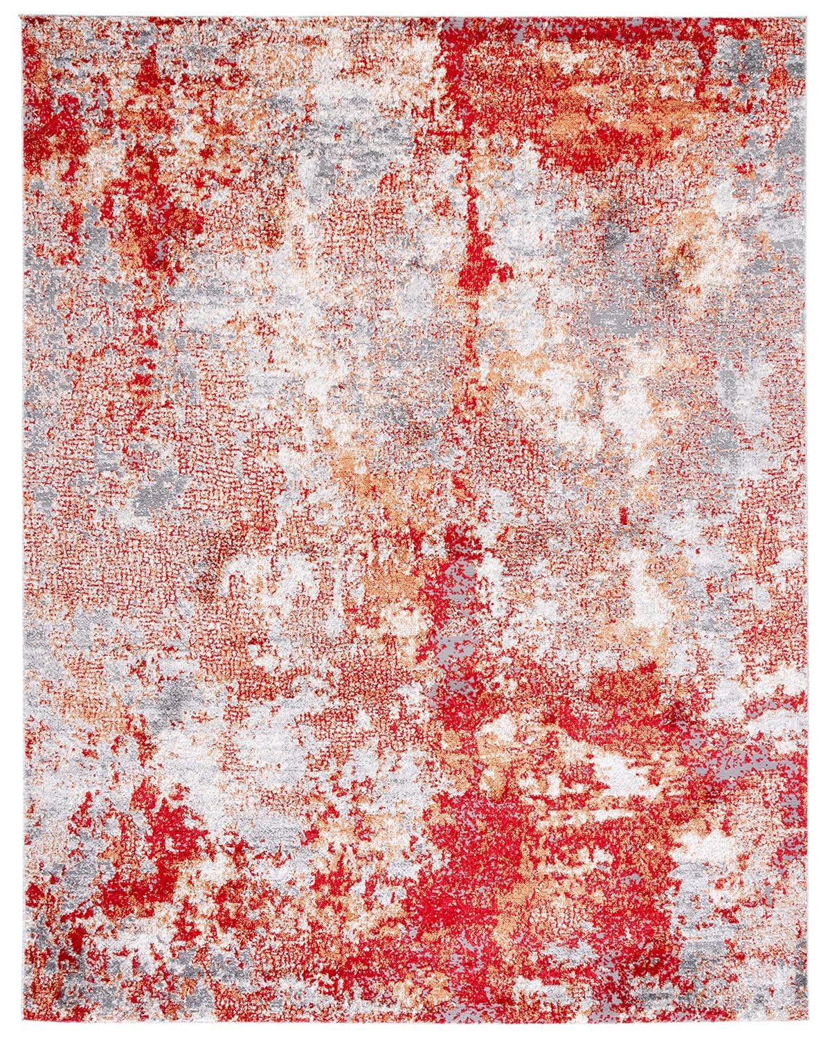 Aston ASN710 Power Loomed Area Rug - Red/Grey - 8'x10' - Safavieh.