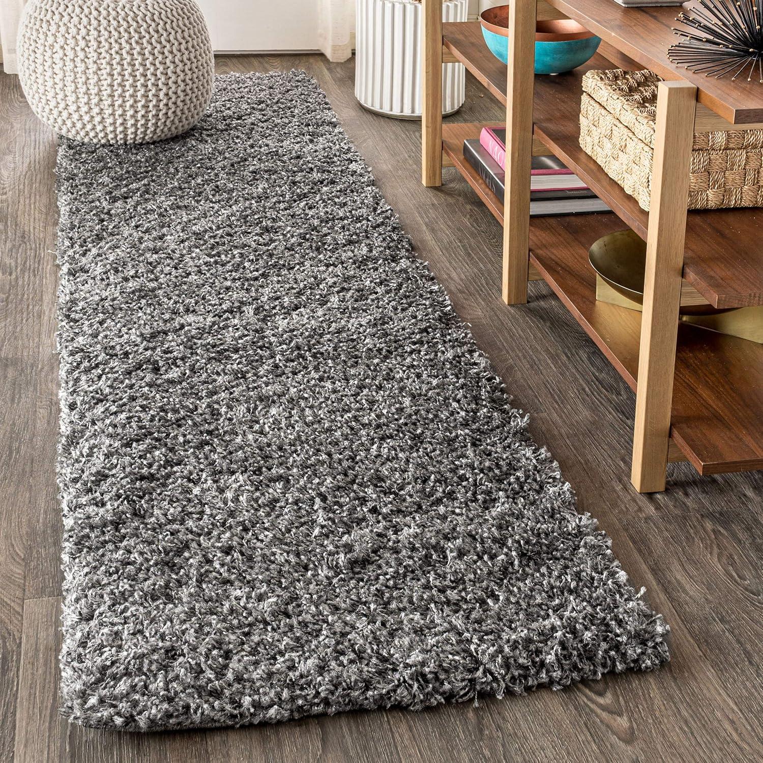 Charcoal Luxe Shag 2x8 Reversible Runner Rug with Easy Care