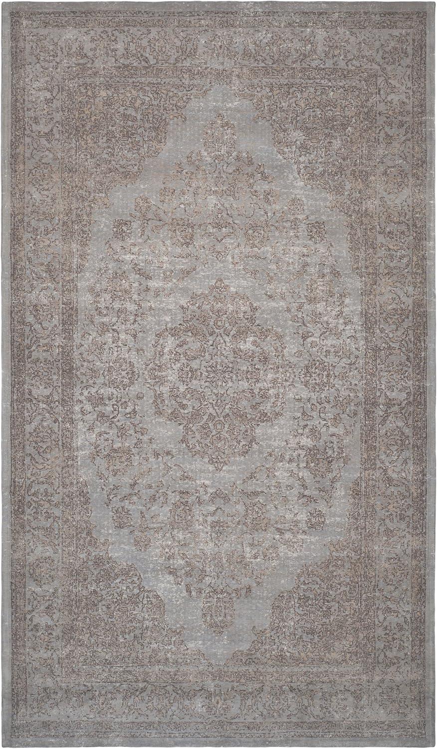 SAFAVIEH Classic Vintage Ivonette Overdyed Border Cotton Area Rug, Grey, 4' x 6'