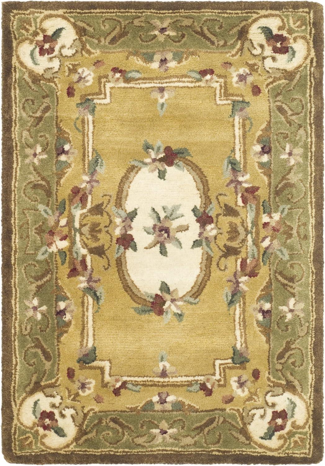 Classic Collection 208 Wool Rug in Light Gold / Green