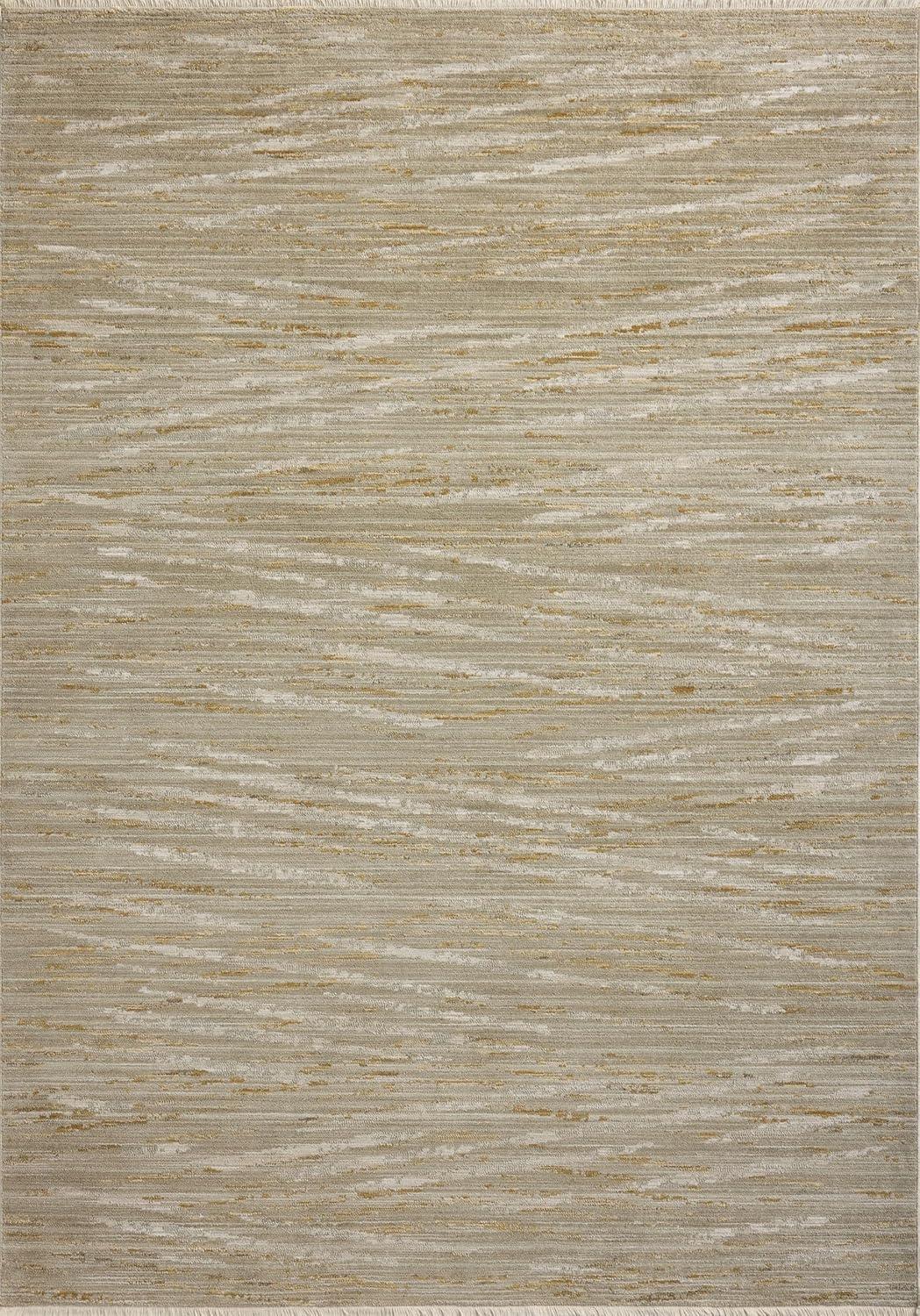 Sage and Gold Abstract Wool Area Rug, 5'-3" x 7'-9"