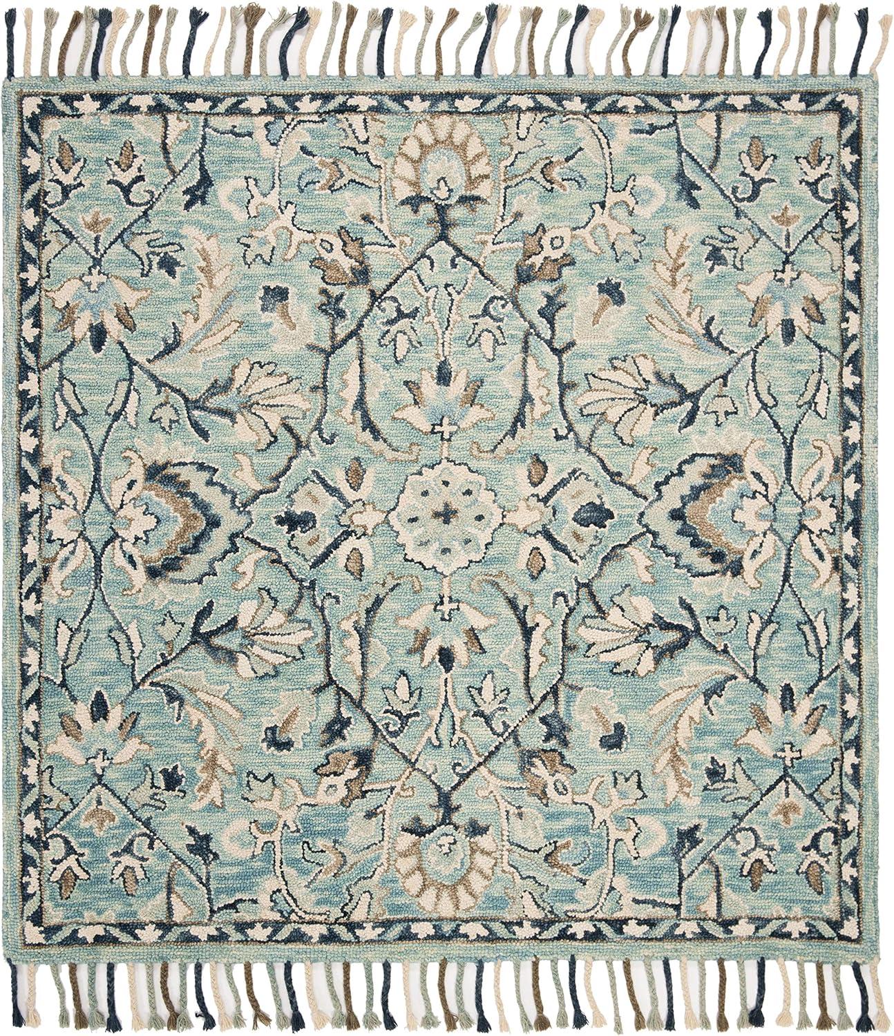 Blossom BLM457 Hand Tufted Area Rug - Blue/Ivory - 6'x6' - Safavieh.