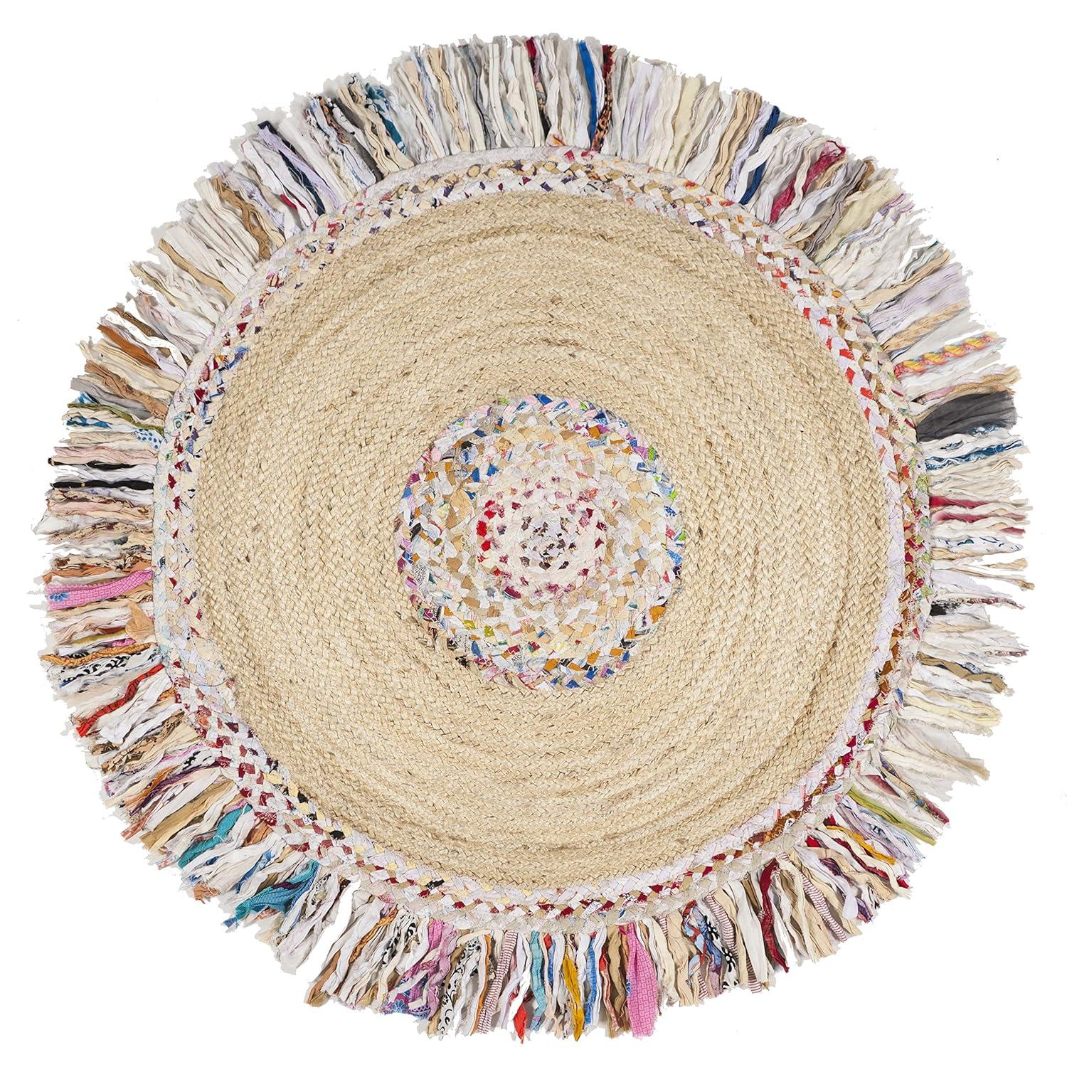 Cape Cod CAP205 Hand Woven Area Rug - Ivory/Light Beige - 6' Round - Safavieh.
