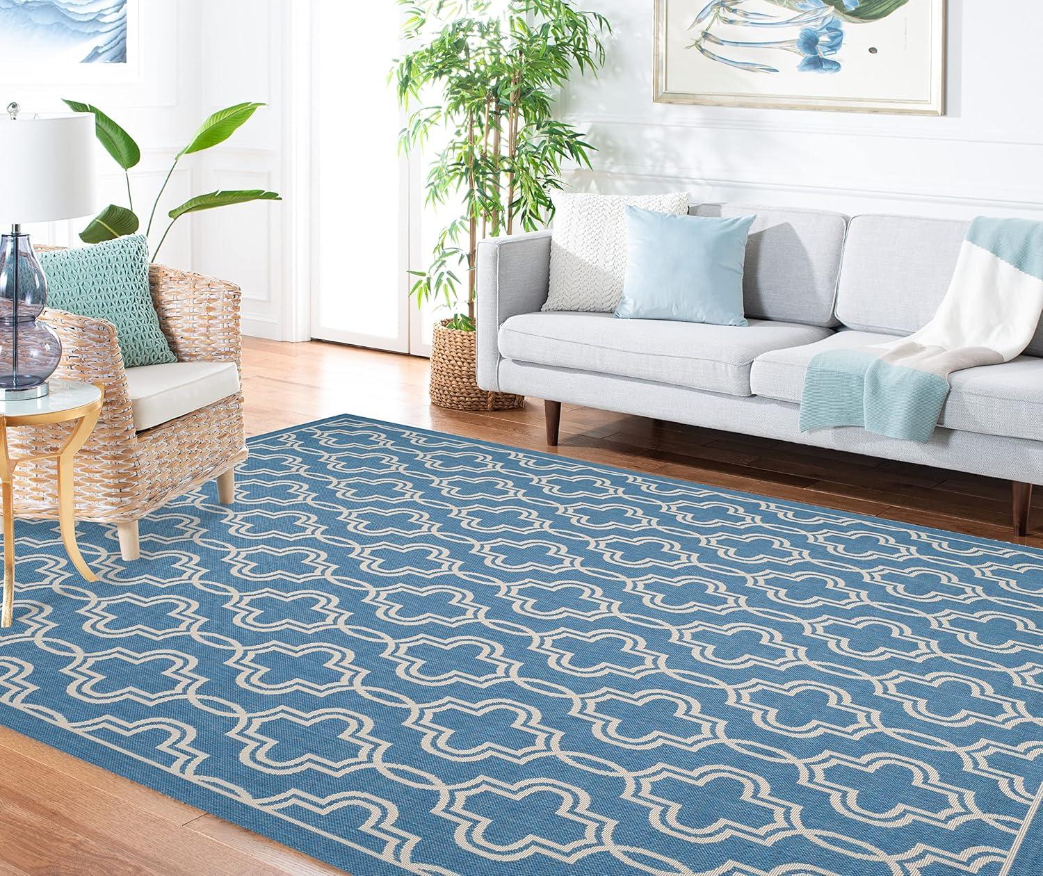 Martha Stewart Collection - MSR4274 - Indoor Power Loomed Area Rugs - Blue/Beige - 5'3"x7'7"