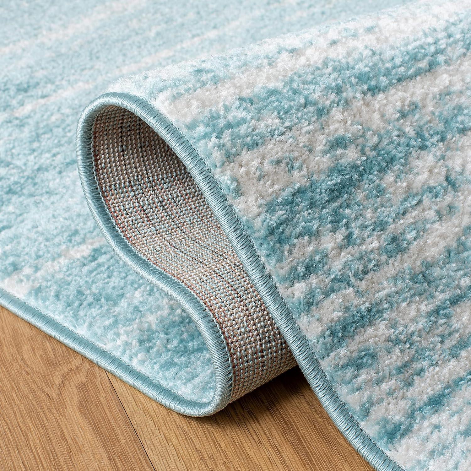 Adirondack ADR113 Machine Made Indoor Area Rug - Aqua/Ivory - 6'-7"x6'-7" - Safavieh