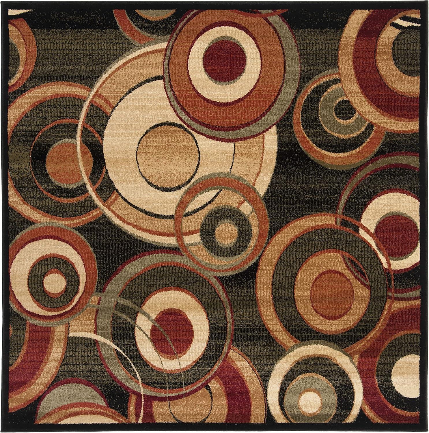 Lyndhurst LNH225 Power Loomed Area Rug - Black/Multi - 6'x6' - Safavieh