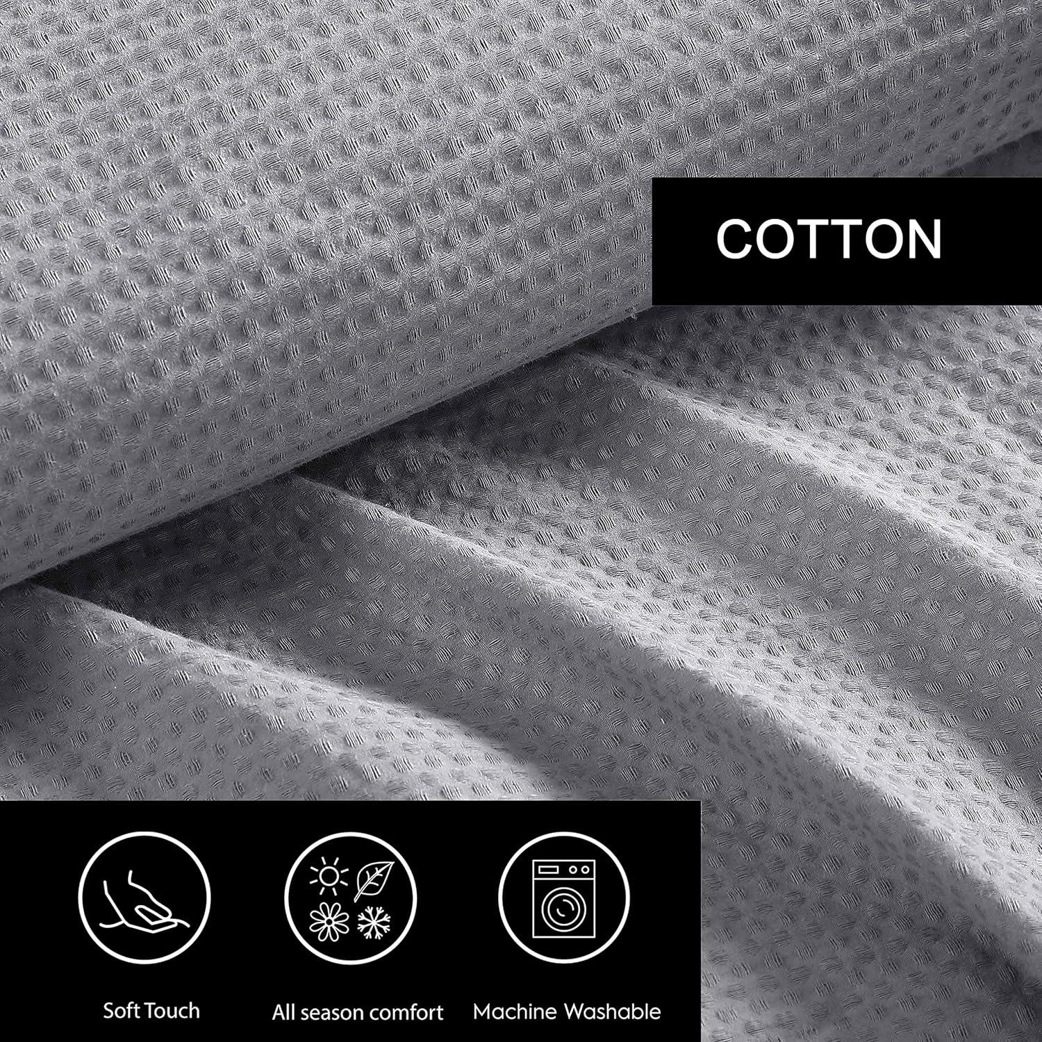 King Pewter Gray Cotton Waffle Weave Bedspread Cover