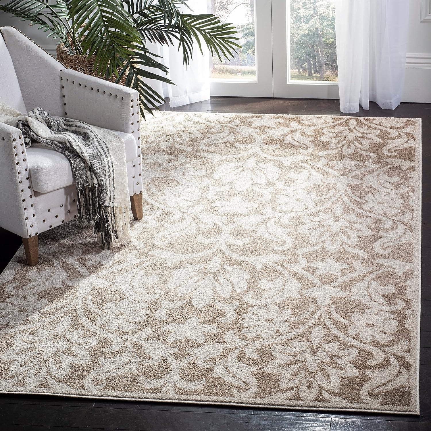 Amherst AMT424 Power Loomed Indoor Area Rug - Wheat/Beige - 8'x10' - Safavieh