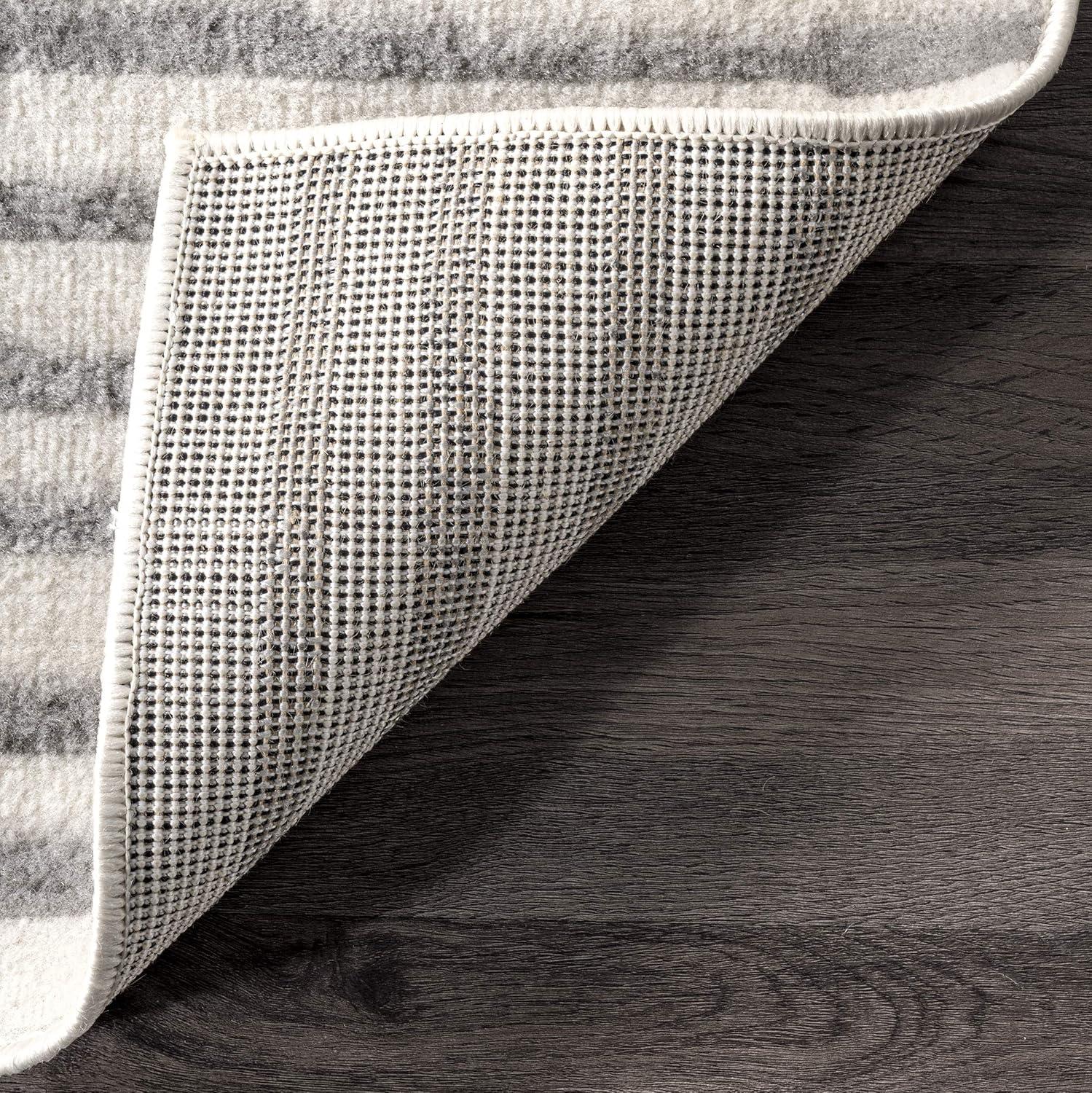 6'7"x9' Briggs Contemporary Striped Area Rug Light Gray - nuLOOM: Geometric Pattern, Low Pile, Indoor Use