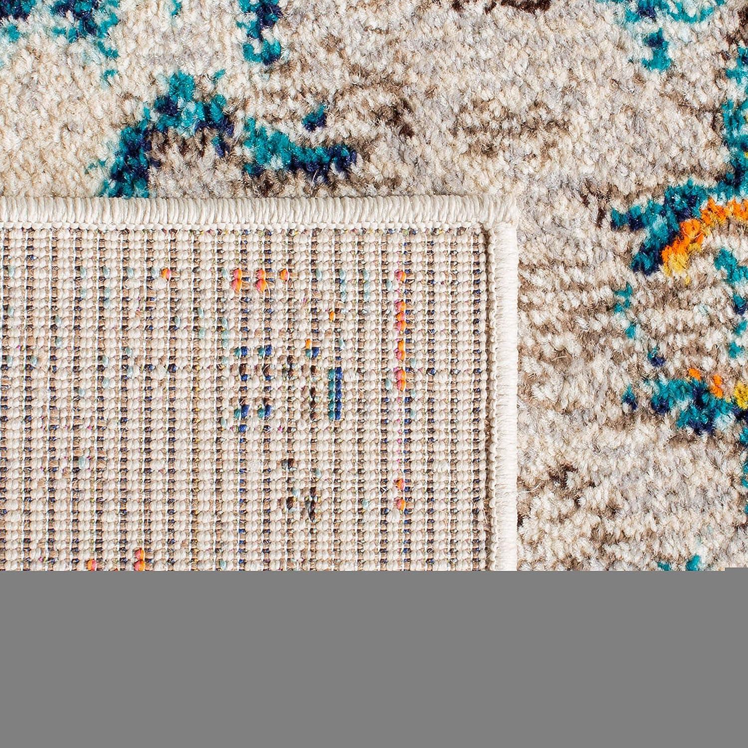 Madison MAD474 Power Loomed Indoor Area Rug - Cream/Blue - 9'x9' - Safavieh