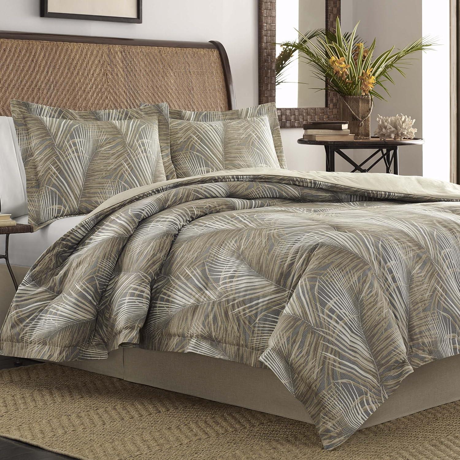 Gray Cotton Reversible Queen Comforter Set with Shams