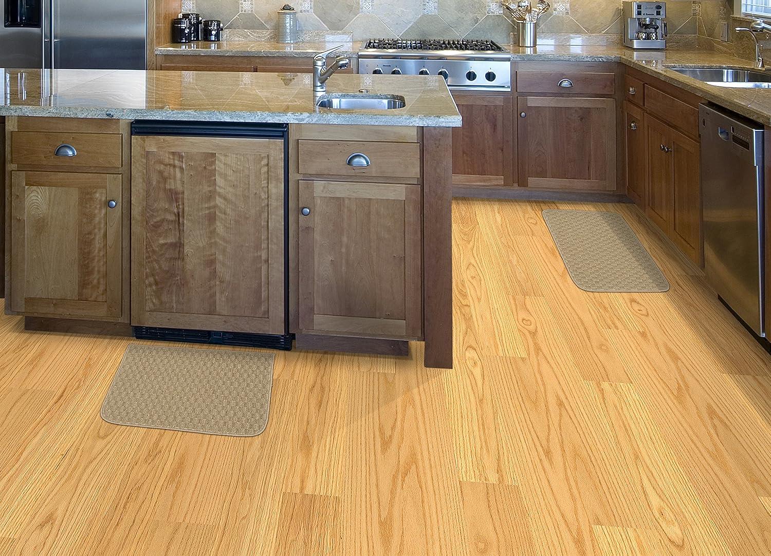 Garland Rug Town Square Tan Kitchen Rug Set, 2 Piece Sliced Set (18"x28" Sliced, and 18"x28")