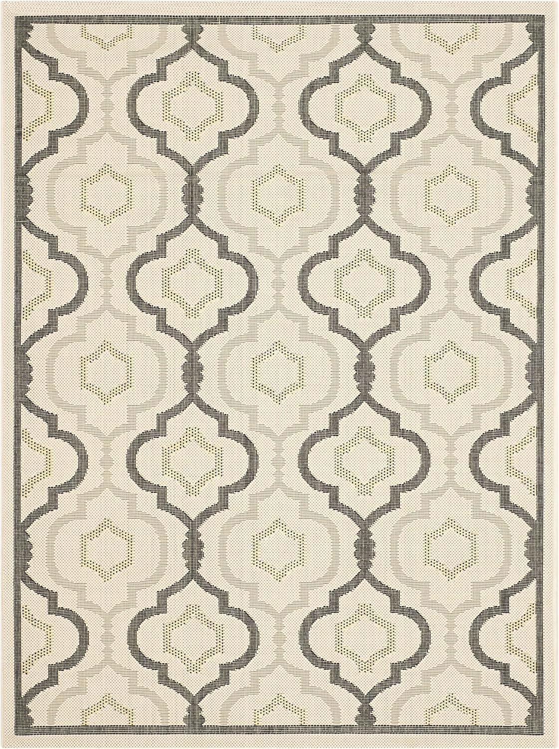Courtyard CY7938 Power Loomed Indoor and Outdoor Accent Rug - Beige/Black - 2'7"x5' - Safavieh