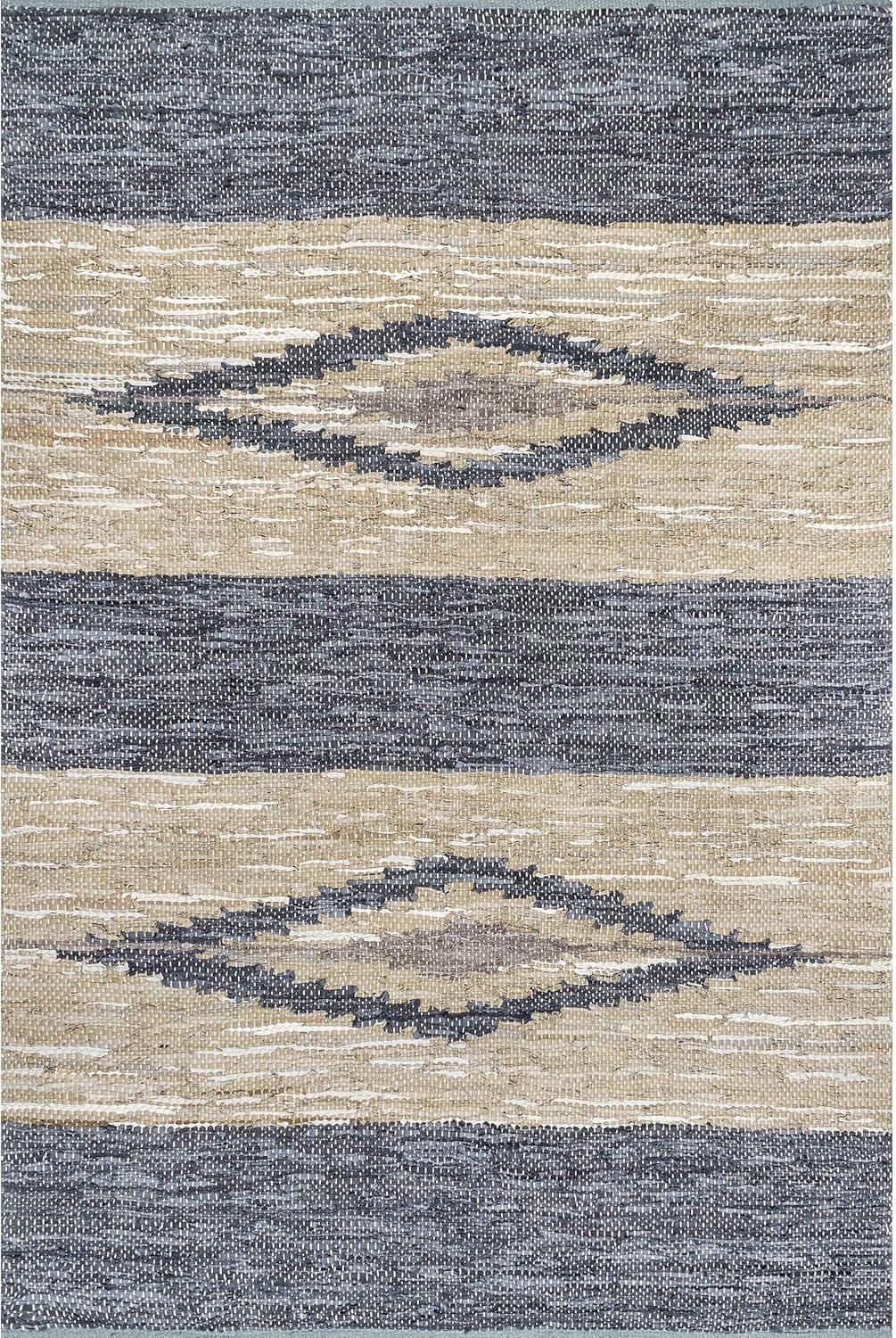 Nuloom Farren Hand Woven Diamond Leather Kitchen Runner Indoor Area Rug - Hallway, Entryway, 2' x 6', Gray