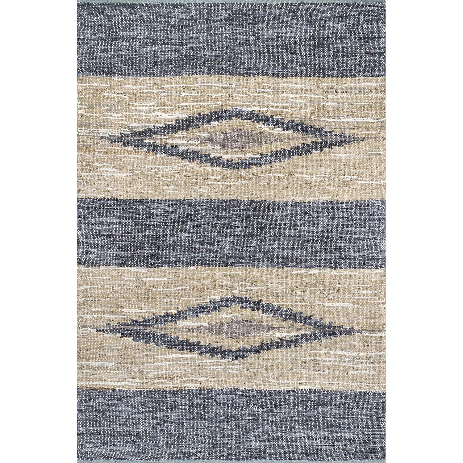 Nuloom Farren Hand Woven Diamond Leather Kitchen Runner Indoor Area Rug - Hallway, Entryway, 2' x 6', Gray