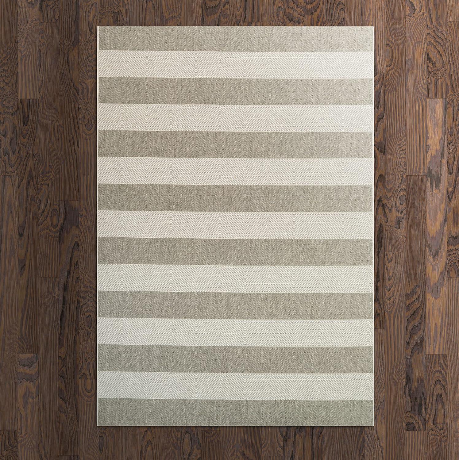 Papatya Striped Flatweave Tan Ivory Indoor Outdoor Area Rug