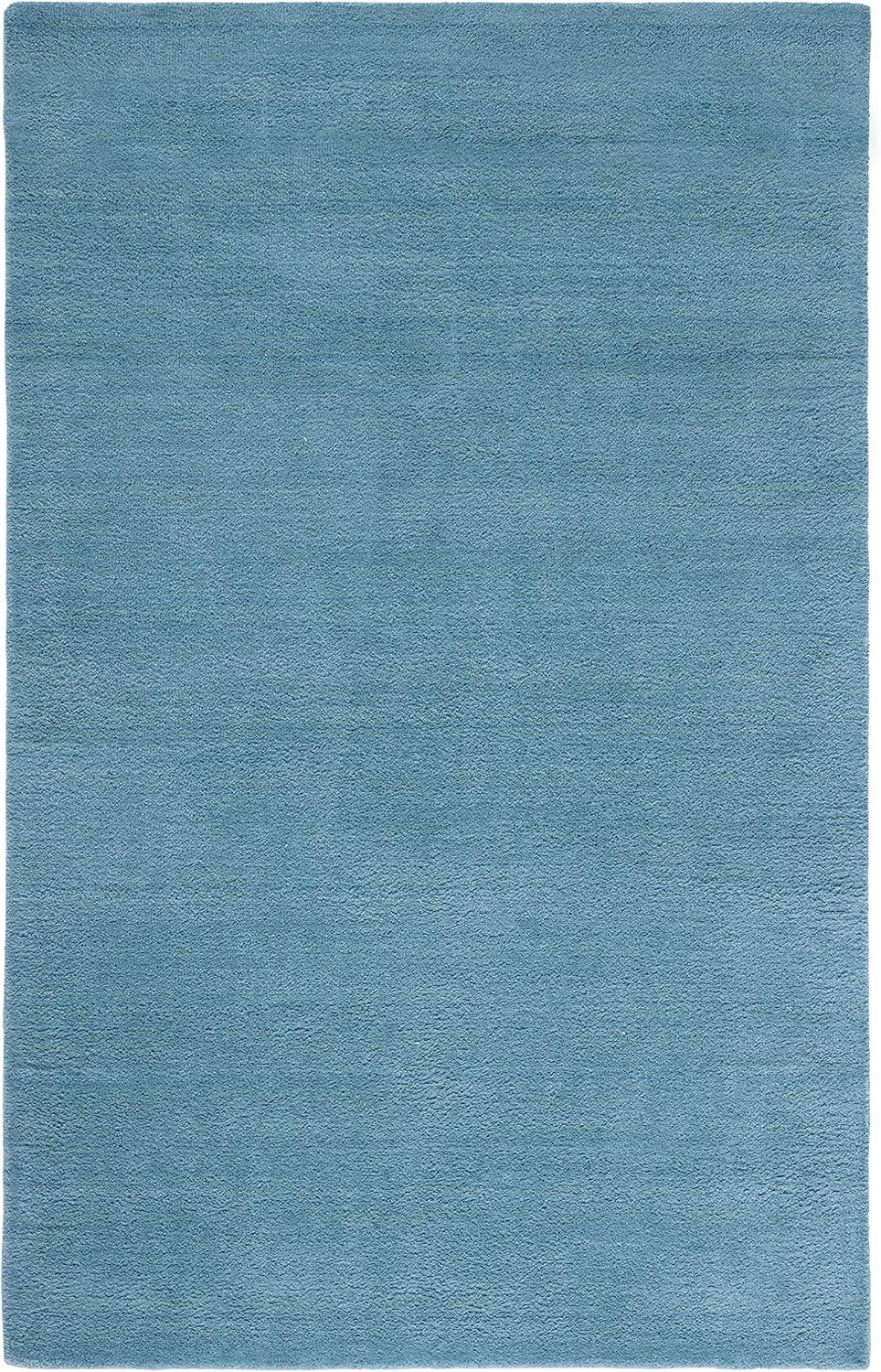 Turquoise Tufted Handmade Wool 5' x 8' Area Rug