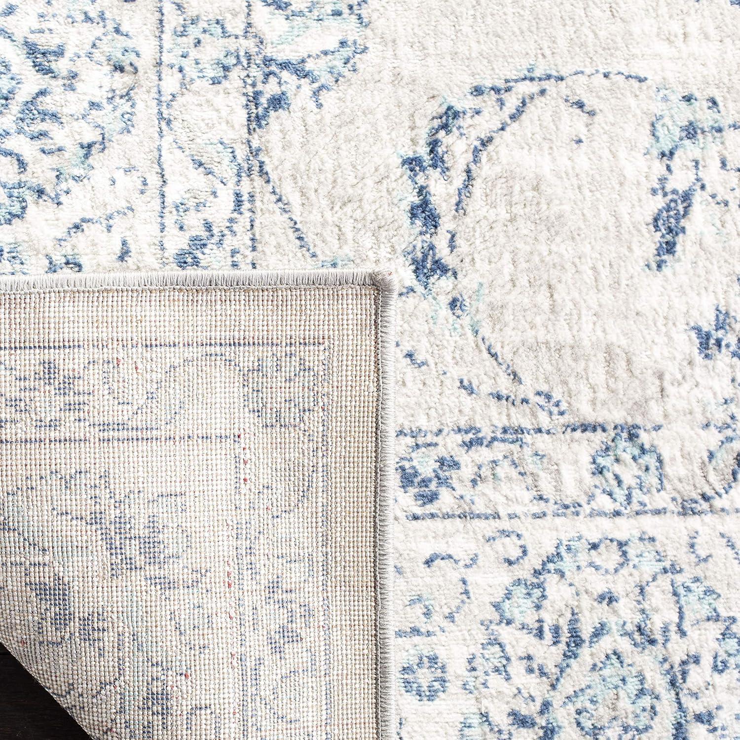 SAFAVIEH Brentwood Deirdre Floral Bordered Runner Rug, 2' x 6', Light Grey/Blue