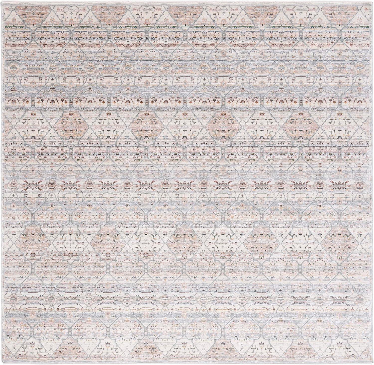 Princeton PRN911 Power Loomed Area Rug - Ivory/Blue - 6'7"x6'7" - Safavieh.