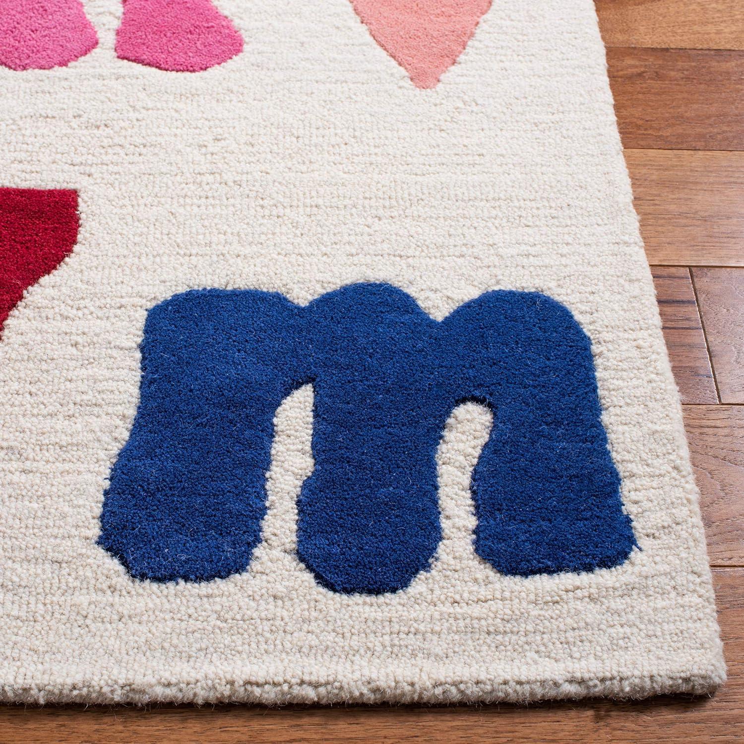 Ivory Tufted Handmade Wool-Viscose Kids Area Rug 36x60