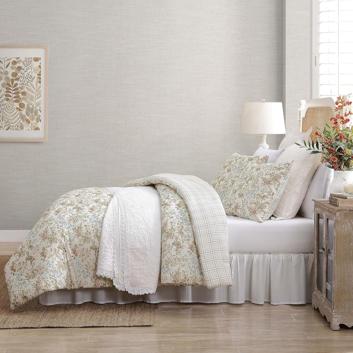 Bramble 100% Cotton Comforter Set Floral Beige - Laura Ashley