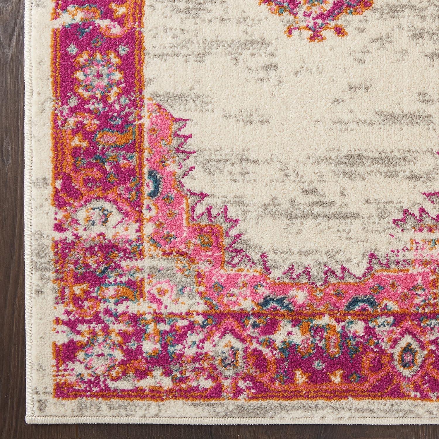 Nourison Passion Medallion Bohemian Indoor Rug Ivory/Fuchsia 12' x 15'