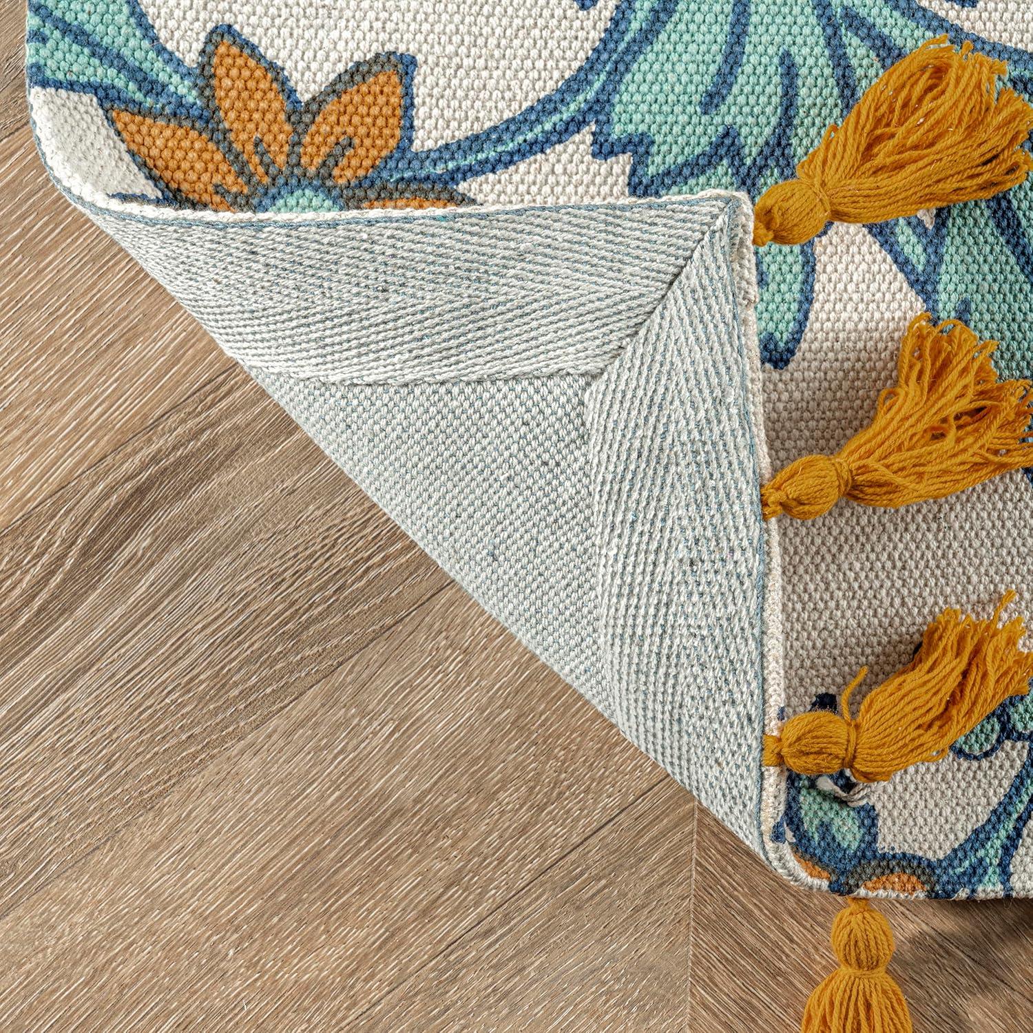 Thomas Paul Thomas Paul Octopus Tasseled Blue/Yellow Area Rug