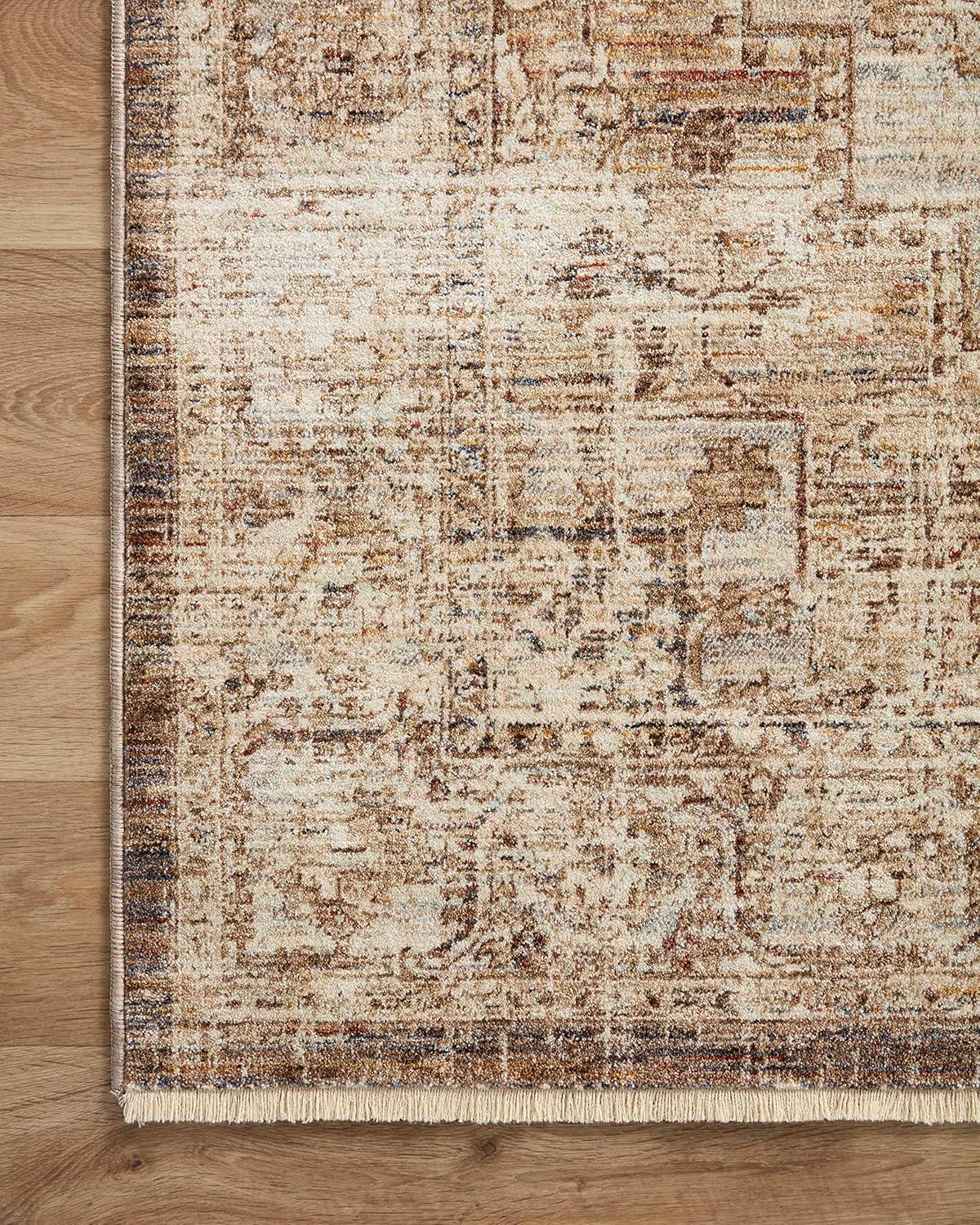 Sorrento Oriental Machine Made Power Loom Polyester Area Rug in Beige/Brown