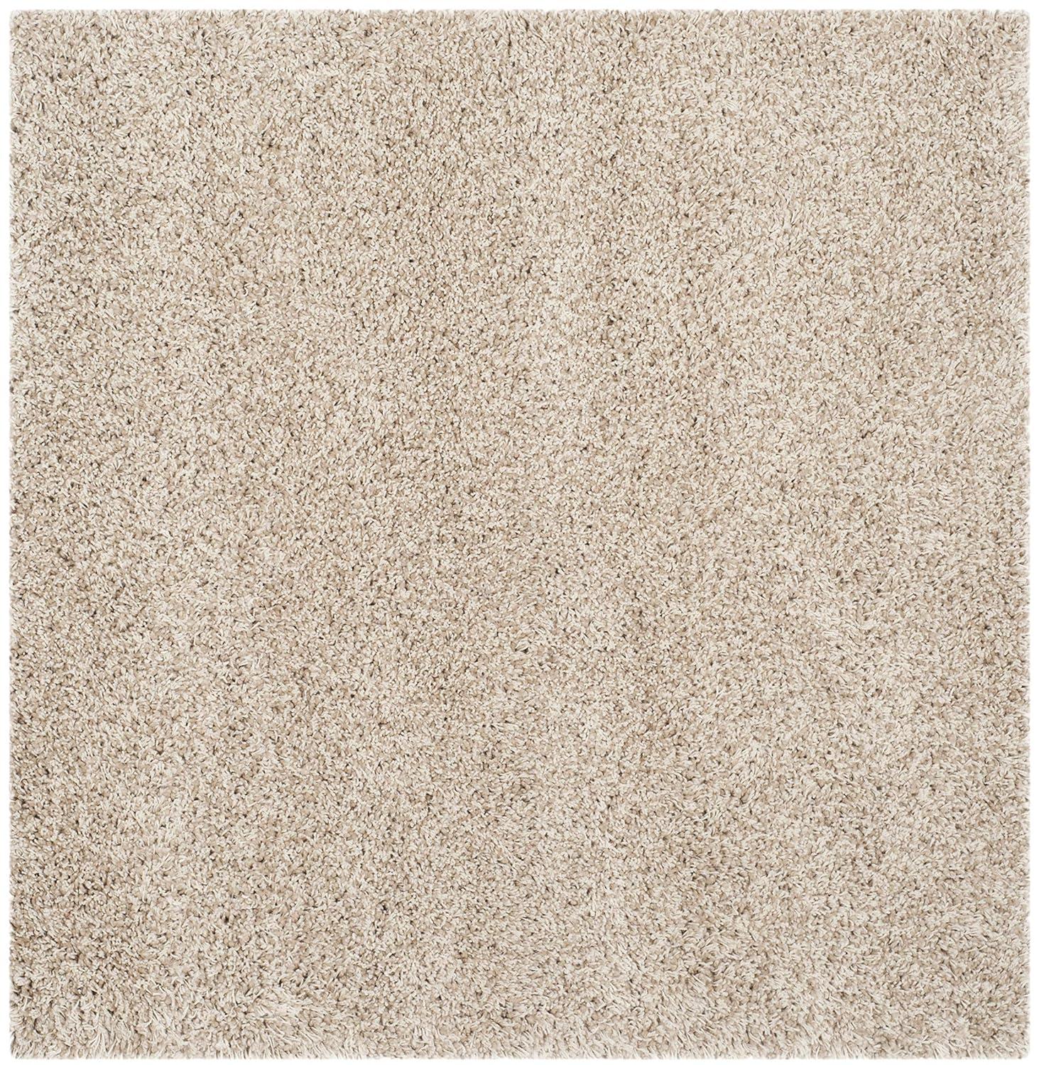 SAFAVIEH California Solid Plush Shag Area Rug, Dark Grey, 8'6" x 8'6" Square