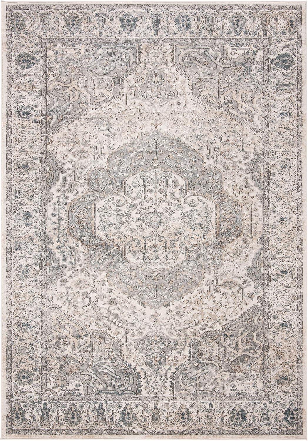 Martha Stewart Rancher Oregon - MSR867 - Indoor Power Loomed Area Rugs - Ivory/Grey - 5'1"x7'6"