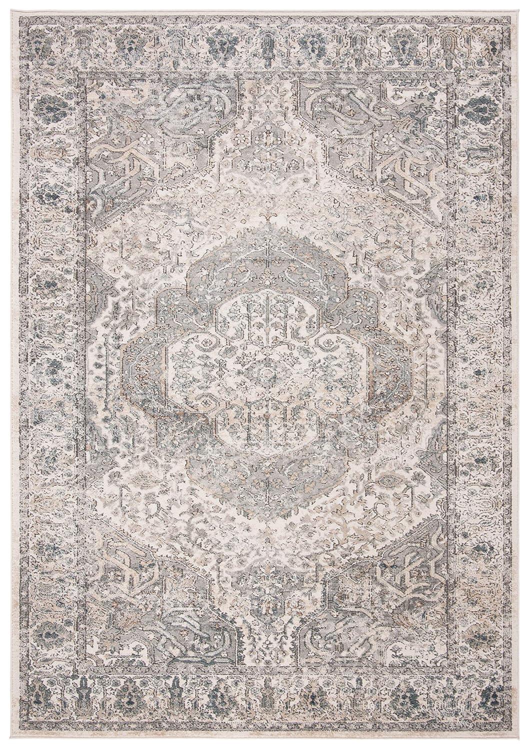 Martha Stewart Rancher Oregon - MSR867 - Indoor Power Loomed Area Rugs - Ivory/Grey - 5'1"x7'6"